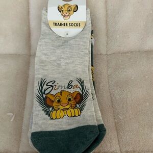 Disney Simba Trainer Socks - Gray and Green